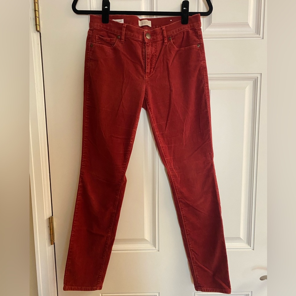 LOFT Women's Straight Leg Jeans in Deep Red
